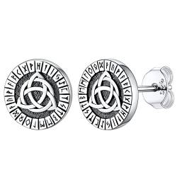 FaithHeart 925er Silber Wikinger Amulett Ohrstecker für Damen Herren Viking Keltischer Knot Ohrstecker mit Rune Symbol von FaithHeart