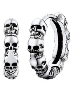 FaithHeart Creolen Ohrstecker für Herren Jungen Punk Gotik Totenkopf Ohrring Piercing Kreolen Ohrschmuck mit Geschenkebox für Weihnachten Halloween von FaithHeart