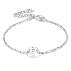 FaithHeart Damen Armbänder 16cm Herz Armskette mit Alphabet F Beste Geburtstaggeschenke Valentinstaggeschenke von FaithHeart