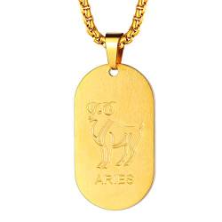 FaithHeart Dog Tag Sternzeichen Widder Anhänger herren Halskette Tierkreiszeichen für herren und damen von FaithHeart