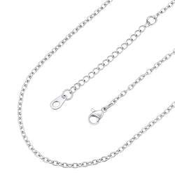 FaithHeart Edelstahl Ankerkette für Damen Mädchen, 2mm Silber Rolokette 45cm lang, Kette ohne Anhänger für Geburtstag Muttertag Valentinstag von FaithHeart