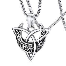 FaithHeart Edelstahl Keltischer Knot Triquetra Anhänger Halskette Damen Mädchen Halbmond Anhänger mit Geschenkebox für Geburtstag Weihnachten von FaithHeart