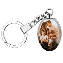 FaithHeart Edelstahl Keychain mit Gravur Personalisierter Schlüsselanhänger mit Wunschfoto Wunschbild Foto Schlüsselanhänger für Paar Pärchen von FaithHeart