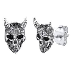 FaithHeart Edelstahl Kreolen Ohrstecker mti Ziegenkopf für Herren Jungen Piercing Baphomet Ziegenkopf Ohrring für Weihnachten Geburtstag Vatertag von FaithHeart