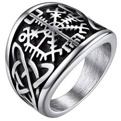 FaithHeart Edelstahl Nordischer Kompass Fingerring mit Keltischer Knot Viking Style Vegvisir Ring Wikinger Fingerring für Herren Männer von FaithHeart