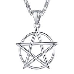 FaithHeart Edelstahl Pentagramm Kette Herren Anhänger Silber Pentagramm Anhänger mit Geschenkebox für Damen und Herren von FaithHeart