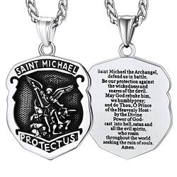 FaithHeart Edelstahl Saint Michael Kette für Herren Jungen Heiliger Michael Anhänger Religiöser Amulett mit Geschenkebox für Geburtstag Weihnachten von FaithHeart