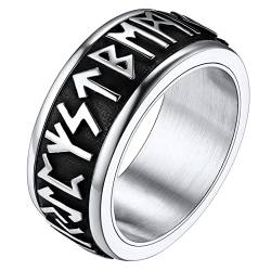 FaithHeart Edelstahl Spinnerring drehbarer Fingerring Viking Rune Ring Herren Männer Ring mit Rune Symbol für Weihnachten Valentinstag von FaithHeart
