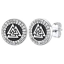 FaithHeart Edelstahl Wikinger Valknut Ohrstecker für Herren Jungen Punk Nordischer Viking Valknut Ohrstecker mit Rune Symbol von FaithHeart