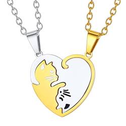 FaithHeart Edelstahl Yinyang Puzzle Herz Anhänger Katze Halskette mit Geschenkebox für Damen mädchen von FaithHeart