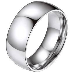 FaithHeart Edelstahl hochgepoliert Vorsteckring für Damen Mädchen 8mm Statement Ring Bandring Ehering Verlorbungsring Trauring für Hochzeit Party von FaithHeart