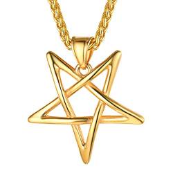 FaithHeart Gold Satan Upside Pentagramm Kette Herren Kette mit Pentagramm Anhänger für Valentinstag Geburtstag Weihnachten… von FaithHeart