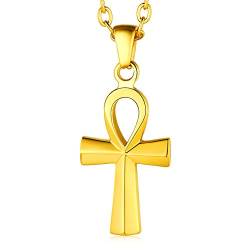 FaithHeart Gold ägyptische Kreuz Anhänger für Herren Jungen Punk Gotik Ägyptischer Amulett für Geburtstag Weihnachten von FaithHeart