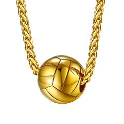 FaithHeart Goldener Volleyball Anhänger Kette für Herren Männer Halskette mit Volleyball Anhänger Charm Sport Anhänger Schmuck für Freunden Ehemann Vater von FaithHeart