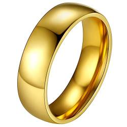 FaithHeart Goldener hochgepoliert Vorsteckring für Damen Mädchen 6mm Stapelring Bandring Ehering Verlorbungsring Trauring für Hochzeit Party von FaithHeart