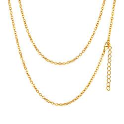 FaithHeart Halskette ohne Anhänger, Goldene Rolokette Gliederkette für Damen Frauen, 2mm Ankerkette für Mama Tochter Freundin von FaithHeart