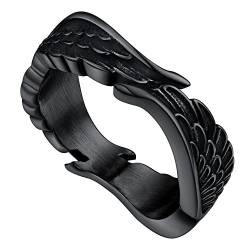 FaithHeart Herren Damen Federring in Größe 65 Vintag Flügelring Retro Fingerring mit Geschenkebox für Ehemann Freunden Model von FaithHeart