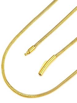 FaithHeart Herren Damen Schlangenkette 2mm breit 70cm lang Halskette golfarbe Halskette mit Gravur für Paar Pärchen von FaithHeart