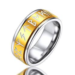 FaithHeart Herren Jungen Fingerring Retro Rune Spinnerring Wikinger Drehring Edelstahl Retro Ring Freundschaftsring Partnerring für Valentinstag Geburtstag Vatertag von FaithHeart