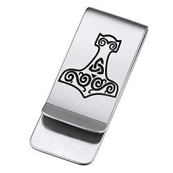 FaithHeart Herren Männer Geldscheinklammer Wikinger Thors Hammer Geldclip Nordischer Wikinger Mjölnir Money Clip mit Geschenkebox für Vatertag von FaithHeart