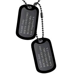 FaithHeart Herren militär Erkennungsmarken Anhänger schwarz Dog Tag mit Text Gravur für Weihnachten Vatertag Valentinstag von FaithHeart