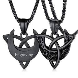 FaithHeart Keltischer Knot Schmuck personalisierter Halbmond Anhänger Trinity Knoten Halskette Damen Mädchen Celtic Knot Kette für Valentinstag Weihnachten von FaithHeart