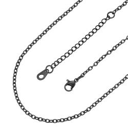 FaithHeart Kette Ohne Anhänger, Schwarz Ankerkette Gliederkette für Damen Frauen, 2mm Breit Rolokette Halskette mit Geschenkebox für Freundin Ehefrau von FaithHeart