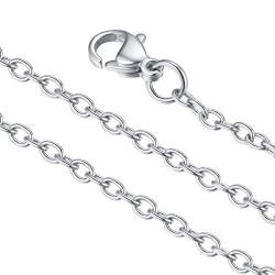 FaithHeart Kette ohne Anhänger, Edelstahl Erbskette für Damen Frauen, 2mm Gliederkette Rolokette 50cm lang, Halskette für Freundin Ehefrau Mama von FaithHeart