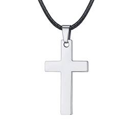 FaithHeart Kreuz Anhänger aus Edelstahl Kreuzanhänger Silberfarbe mit 66cm Halskette für Herren Damen Frauen von FaithHeart