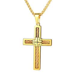 FaithHeart Kreuzanhänger Halskette für Herren Damen Frauen Goldener Kreuz Anhänger Halskette Geschenke für Neujahr von FaithHeart