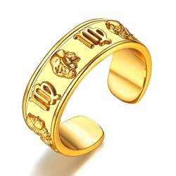 FaithHeart Offener Sternzeichen Ring Verstellbarer Jungfrau Ring Herren Damen Sternbild Ring mit Geschenkebox für Weihnachten Party von FaithHeart
