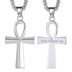 FaithHeart Personalisierte Ankh Kreuz Kette Vintage ägyptische Kreuz Anhänger mit Geschenkebox für Männer und Jungen von FaithHeart