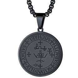 FaithHeart Saint Michael Schutzpatron Kette aus Schwarz Edelstahl Kette mit Anhänger für Frauen und Herren von FaithHeart