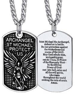 FaithHeart Schutz Michael Anhänger für Herren Jungen Heiliger Michael Halskette Religiöser Amulett mit Geschenkebox für Halloween Weihnachten von FaithHeart