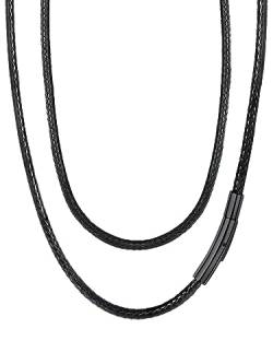 FaithHeart Schwarz Halsketten für Jungen, 3mm Kunstleder Kette ohne Anhänger, 65cm lang Lederkette mit Schwarz Verschluss von FaithHeart