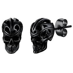 FaithHeart Schwarz Totenkopf Ohrstecker Punk Skull Schädel Ohrpiercing Hip pop Ohrschmuck für Männer Jungen von FaithHeart