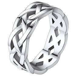 FaithHeart Silber Bandring für Damen Mädchen 7mm breit Irischer Keltischer Knot Ring Ehering Verlorbungsring für Freundin Ehefrau von FaithHeart