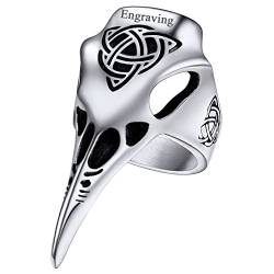 FaithHeart Viking Rabenschädel Fingerring für Herren Jungen Nordic Fingerring mit Keltischer Knot Symbol Punk Gotik Statement Ring mit Geschenkebox für Geburtstag Weihnachten von FaithHeart