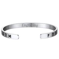 FaithHeart Viking Rune Armreif für Herren Jungen Punk Gotik Wikinger Armband Offener personalisierter Rune Armband mit Gravur für Männer Frauen von FaithHeart