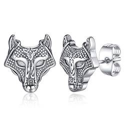 FaithHeart Viking Wolfkopf Ohrstecker mit Keltischer Knot Edelstahl Wikinger Wolfkopf Ohrstecker Punk Gothic Ohrstecker mit Geschenkebox für Ehemann Freunden von FaithHeart