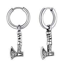 FaithHeart Wikinge Herren Ohrstecker Punk Viking Axt Ohrring mit Keltischer Knot Symbol Creolen Ohrstecker für Valentinstag Geburtstag von FaithHeart