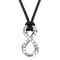 FaithHeart Wikinger Rune Halskette für Damen Herren, Unendlichkeit Halskette mit Rune Symbol, Infinity Schmuck mit Geschenkbox für Muttertag Valentinstag von FaithHeart