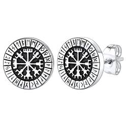 FaithHeart Wikinger Vegvisir Ohrstecker für Herren Jungen Punk Viking Kompass Ohrstecker mit Geschenkebox für Geburtstag Valentinstag von FaithHeart