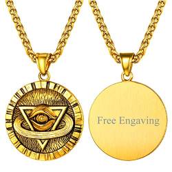 FaithHeart gold Anhänger für Herren Jungen Punk Gotik Auge der Horus Halskette ägyptischer Amulett mit Gravur für Freunden Ehemann Model von FaithHeart