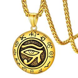 FaithHeart gold Horusauge Halskette für Herren Jungen Medaillon Auge von Horus Anhänger für Geburtstag Valentinstag von FaithHeart