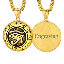 FaithHeart goldener Horusauge Halskette für Herren Jungen Medaillon Auge von Horus Anhänger mit Gravur für Geburtstag Valentinstag von FaithHeart