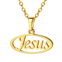 FaithHeart goldener Jesus Anhänger Halskette für Herren Jungen Chrisitus Jesus Symbol Amulett mit Geschenkebox für Freunden Ehemann von FaithHeart