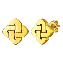 FaithHeart goldener Keltischer Quartärknoten Ohrstecker für Damen Herren Celtic Knot Ohrschmuck für Muttertag Weihnachten von FaithHeart
