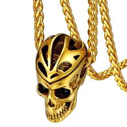 FaithHeart goldener Totenkopf Anhänger Halskette Retro Skull Schädel mit Keltischer Knot Symbol für Ehemann Freunden von FaithHeart