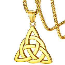 FaithHeart goldener Triquetra Knot Anhänger Herren Jungen Keltischer Knot Halskette mit Geschenkebox für Valentinstag Geburtstag von FaithHeart